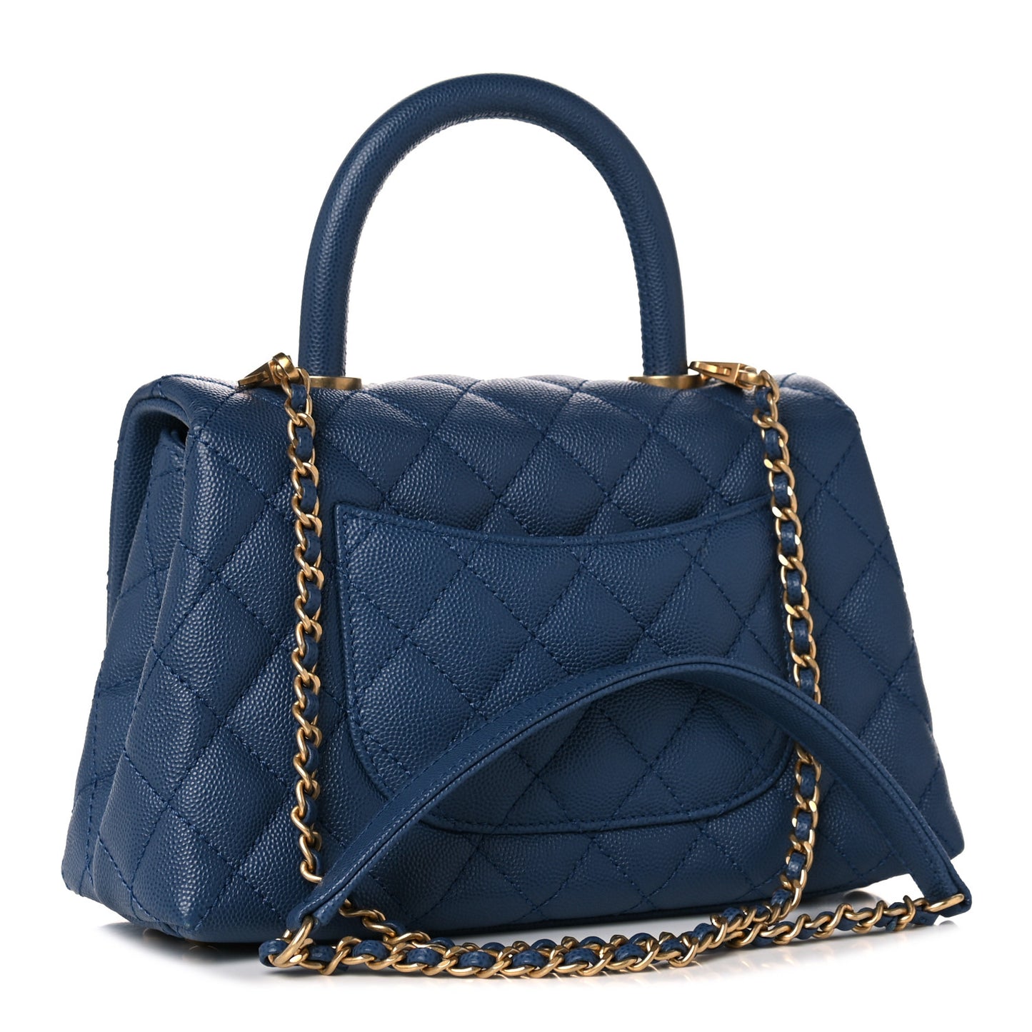 Caviar Quilted Mini Coco Handle Flap Blue