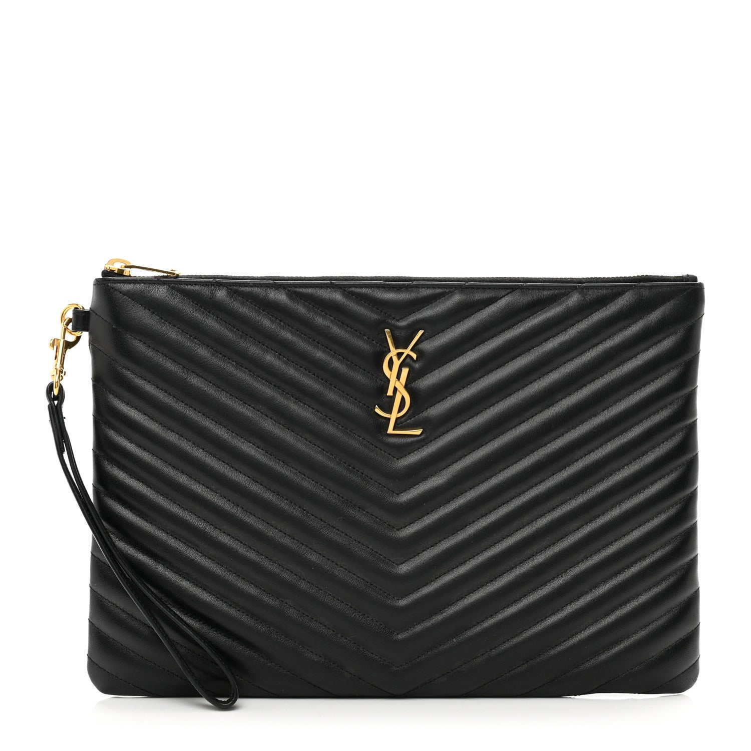 Saint Laurent Calfskin Matelasse Monogram Cassandre Tablet Pouch Black 1 of 6