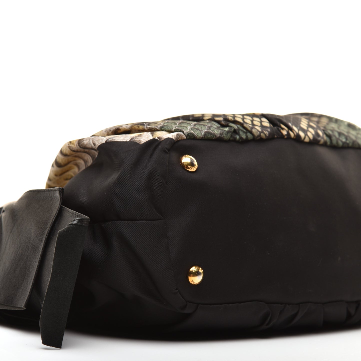 Nylon Python Print Large Bow Bag Verde