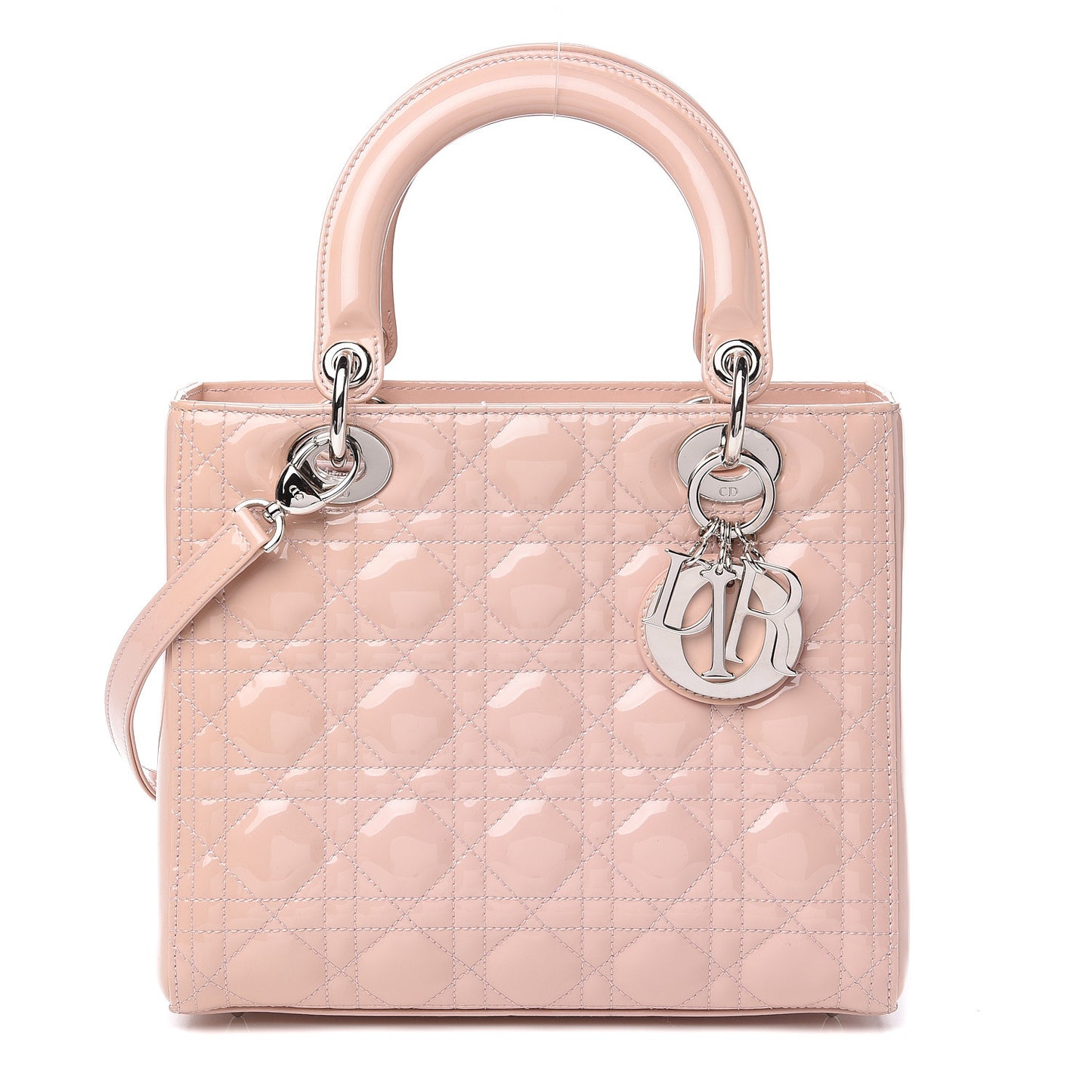 Patent Cannage Medium Lady Dior Rose Clair