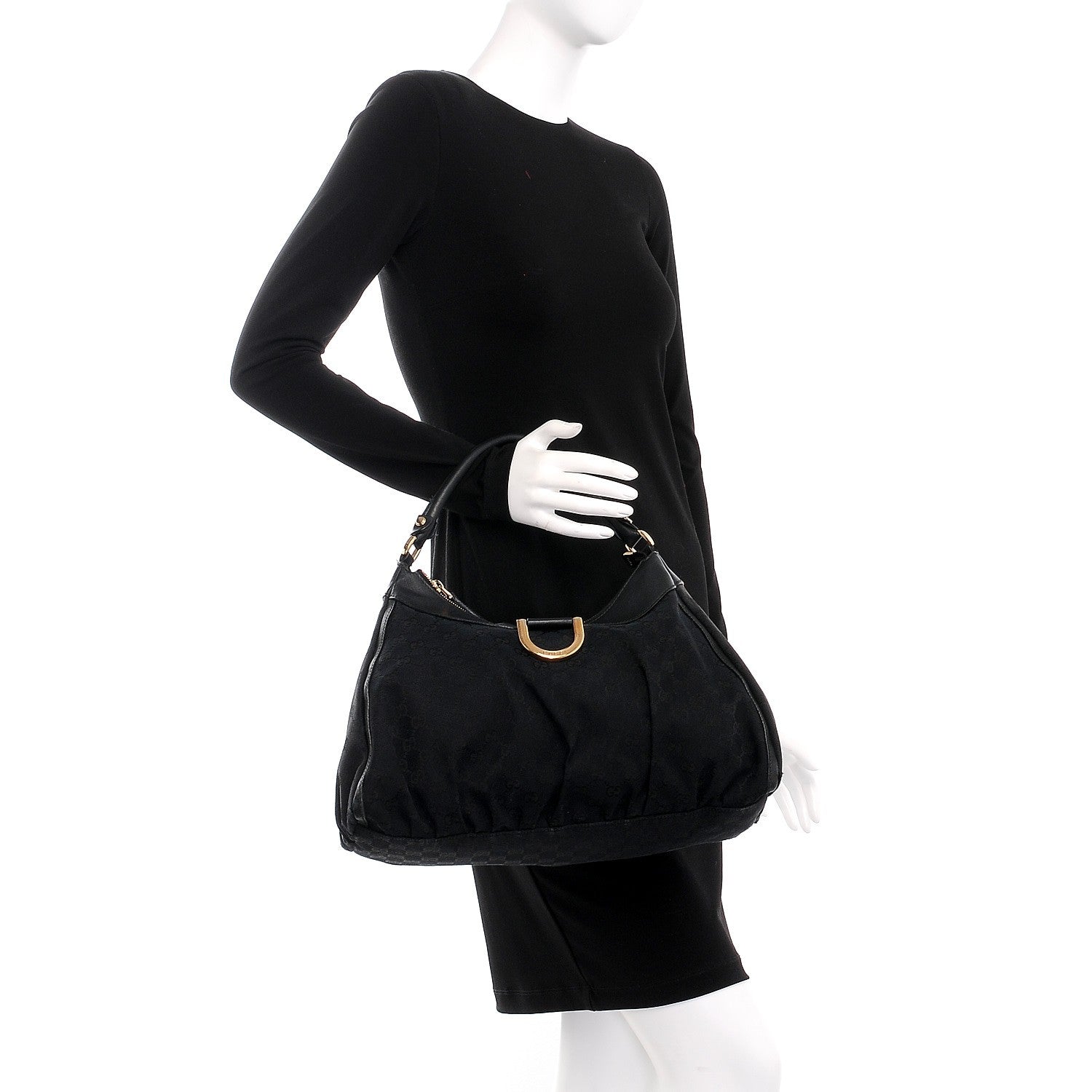 Gucci Monogram Large D Ring Hobo Black 2 of 14