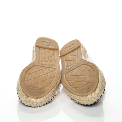 Chanel Lambskin Espadrilles 37 White Black 5 of 9