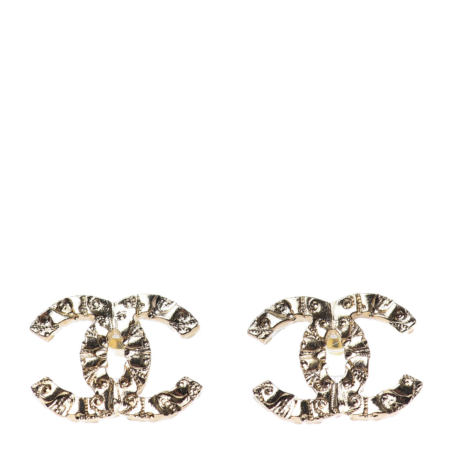 Chanel Metal Textured CC Earrings Gold 1 of 4