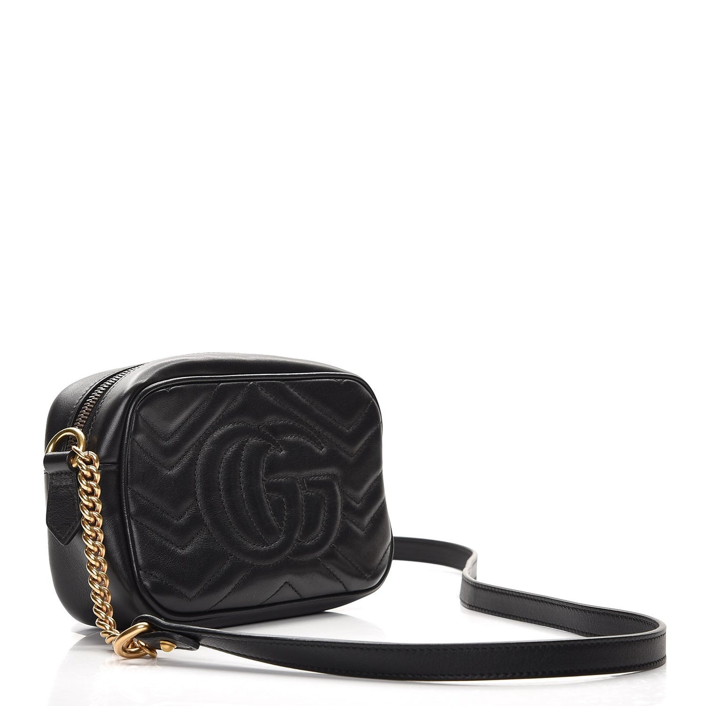 Calfskin Matelasse Mini GG Marmont Chain Shoulder Bag Black