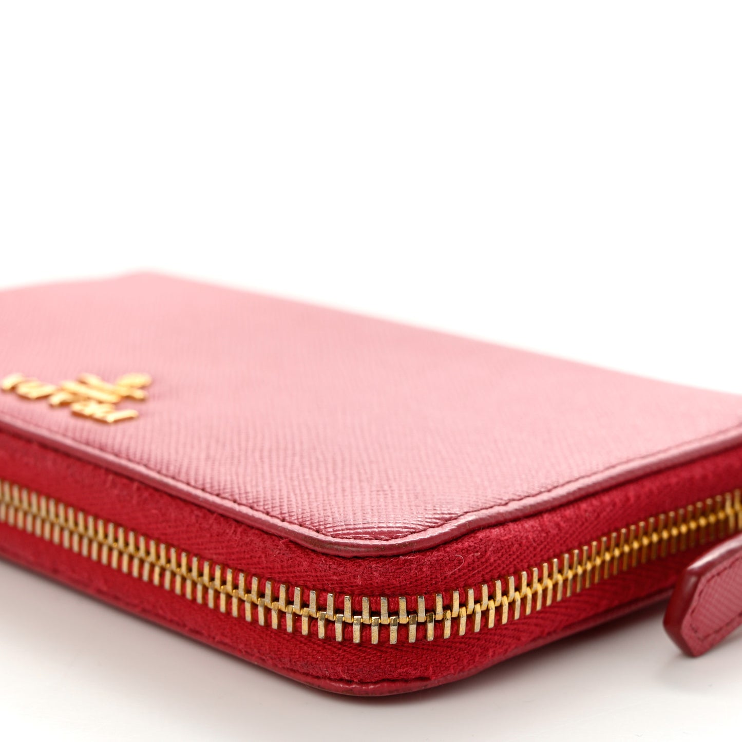 Saffiano Metal Zip Around Wallet Fuoco