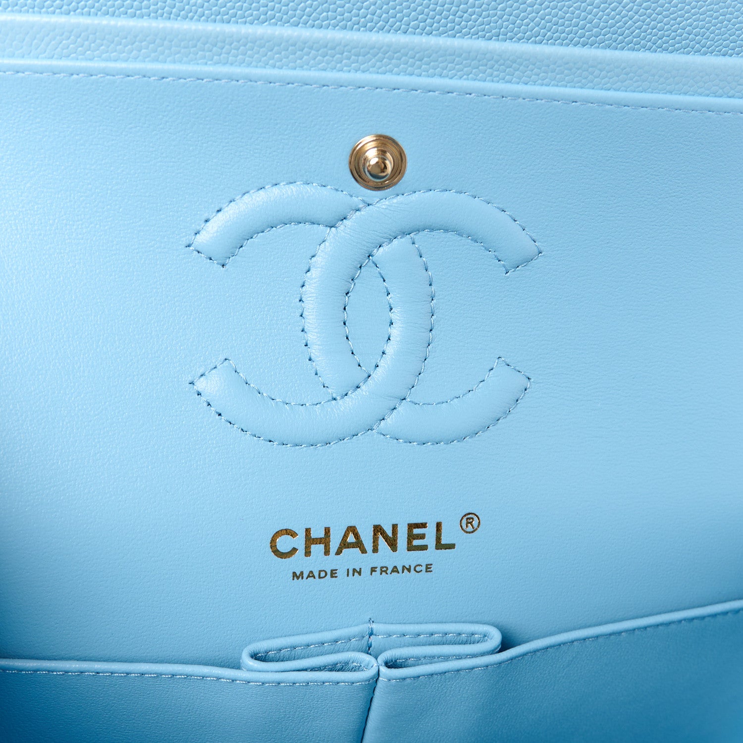 Chanel Caviar Quilted Small Double Flap Light Blue 6 of 12