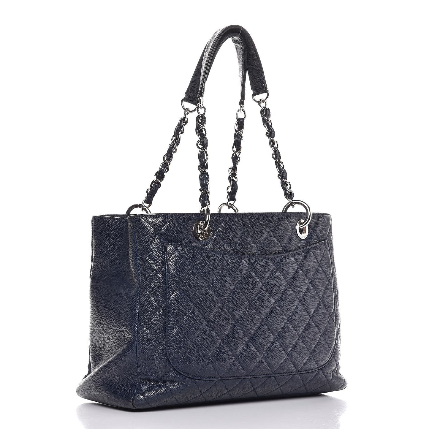 Caviar Quilted Grand Shopping Tote GST Dark Navy Blue
