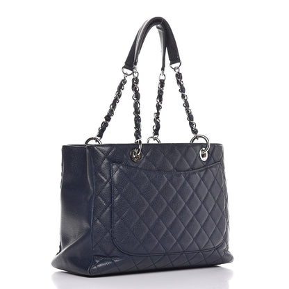 Chanel Caviar Quilted Grand Shopping Tote GST Dark Navy Blue 3 of 7