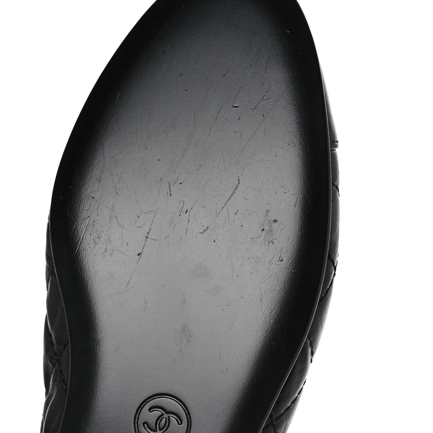Chanel Aged Calfskin Quilted CC Cap Toe Ballerina Flats 36 Black 9 of 10