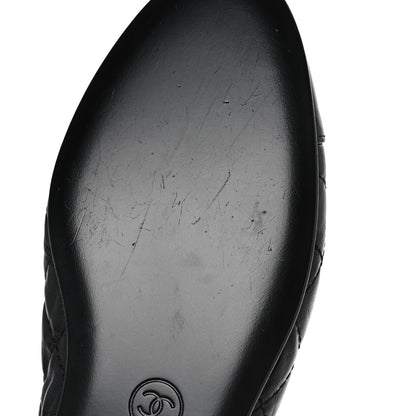 Chanel Aged Calfskin Quilted CC Cap Toe Ballerina Flats 36 Black 9 of 10