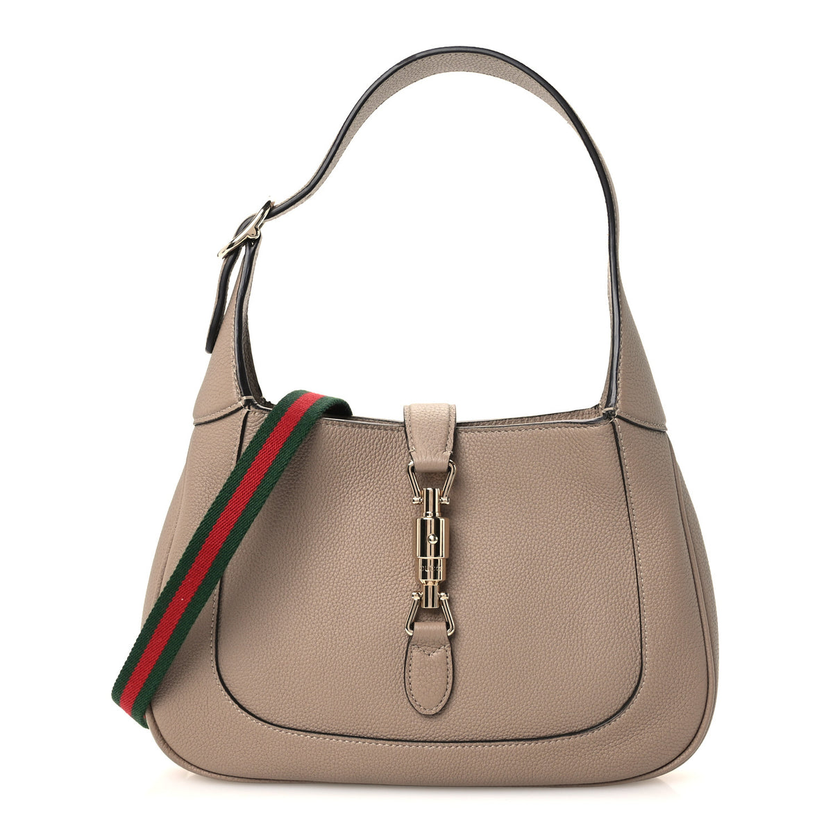 Grained Calfskin Web Medium Jackie 1961 Hobo Taupe