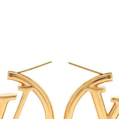 Louis Vuitton Metal Louise Hoop Earrings Gold 3 of 4