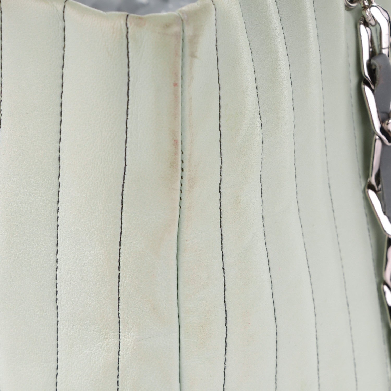 Chanel Lambskin Vertical Quilted Large Mademoiselle Tote Light Green 10 of 16