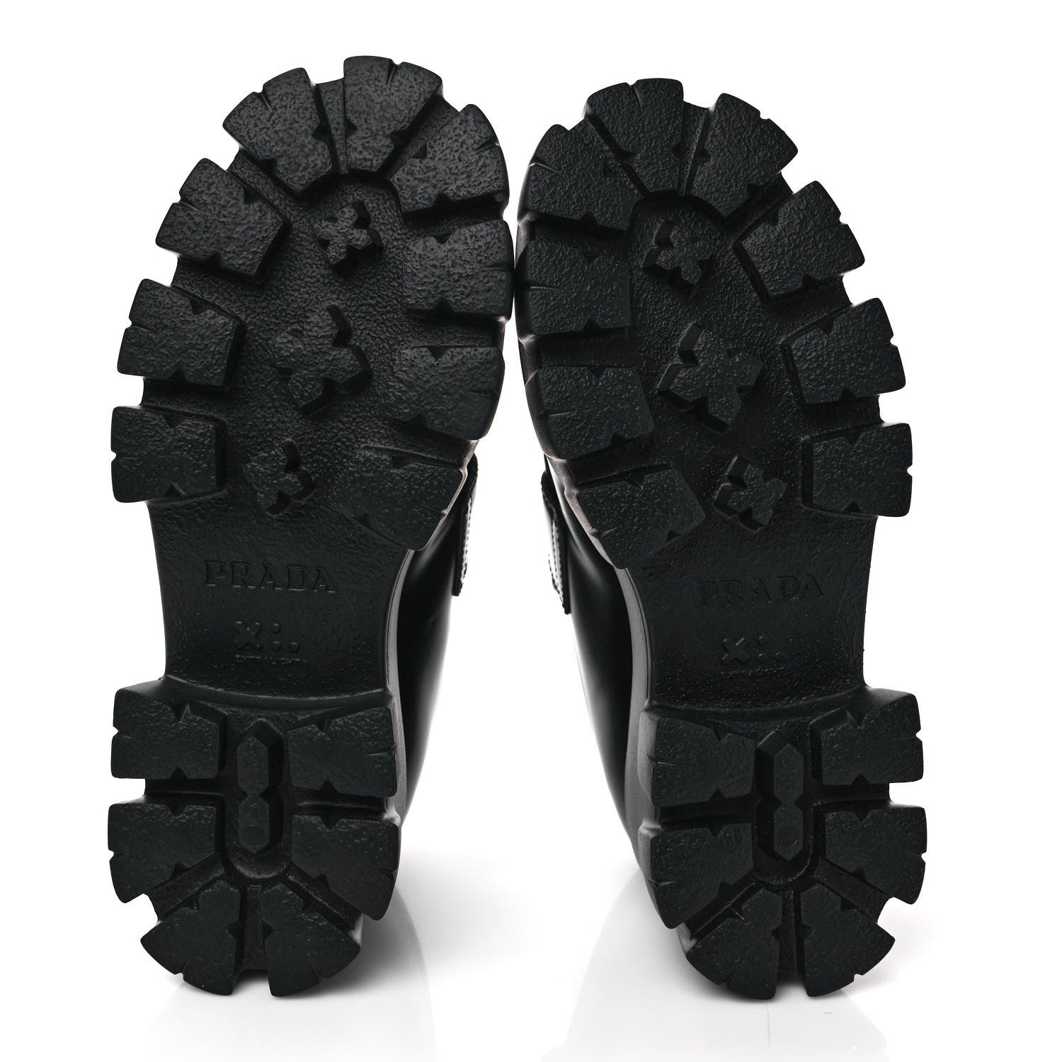 Prada Spazzolato Rois Metal Triangle Logo Monolith 55mm Loafers 37 Black 6 of 9