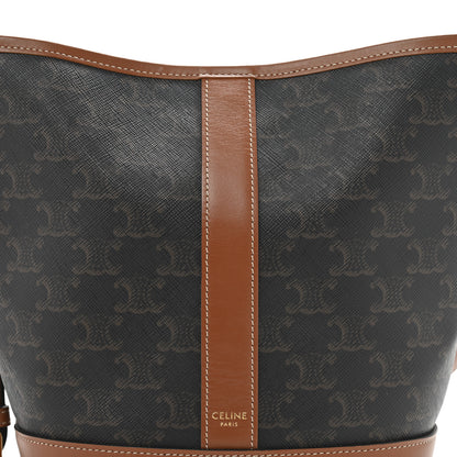 Celine Triomphe Canvas Calfskin Small Bucket Bag Tan 9 of 13