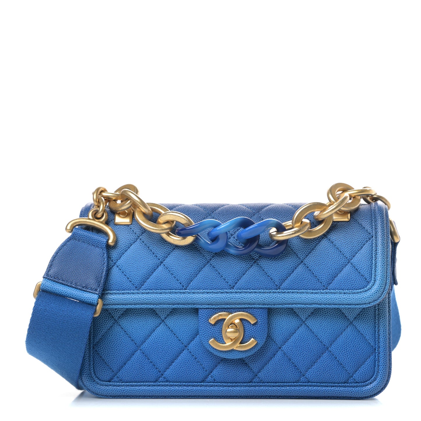 Caviar Quilted Small Sunset On The Sea Flap Blue