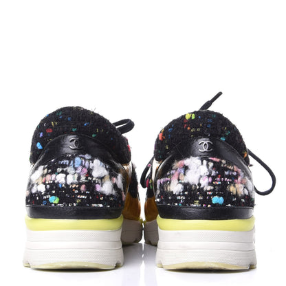 Chanel Tweed Lambskin Runway Sneakers 38 Black Multicolor 6 of 10