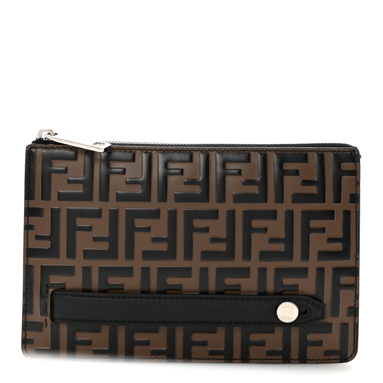 Fendi Vitello Grace FF 1974 Embossed Slim Clutch Maya Black 2 of 16
