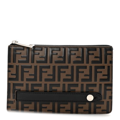 Fendi Vitello Grace FF 1974 Embossed Slim Clutch Maya Black 2 of 16