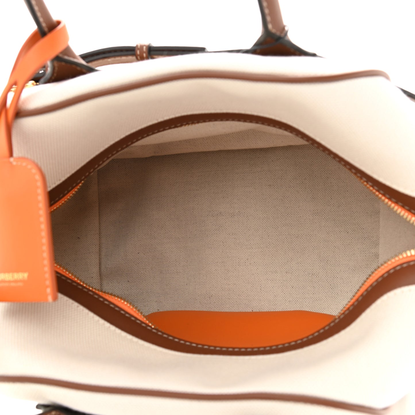 Cotton Canvas Small Logo Cube Bag Natural Tan