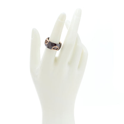 Damiani 18K Pink Gold Ceramic Diamond D Icon Ring Black 53 6.25 2 of 4