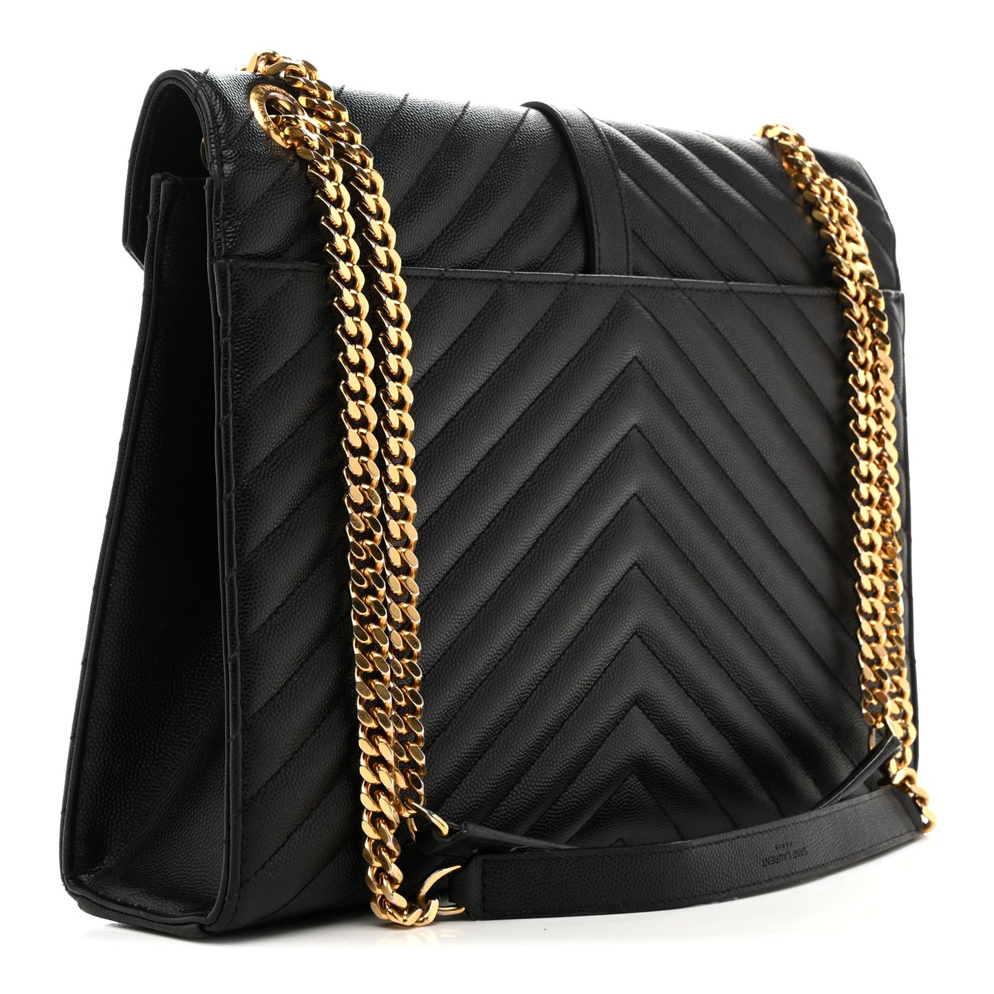 Grain De Poudre Matelasse Chevron Large Monogram Satchel Black