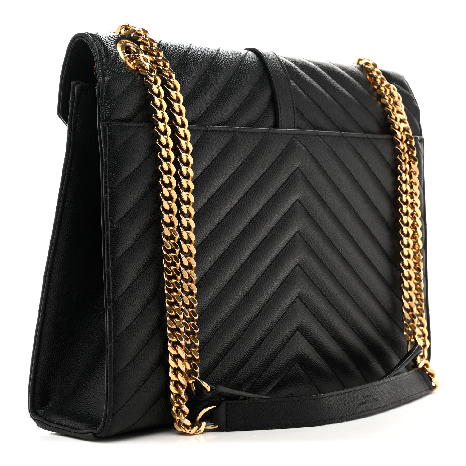 Saint Laurent Grain De Poudre Matelasse Chevron Large Monogram Satchel Black 3 of 14