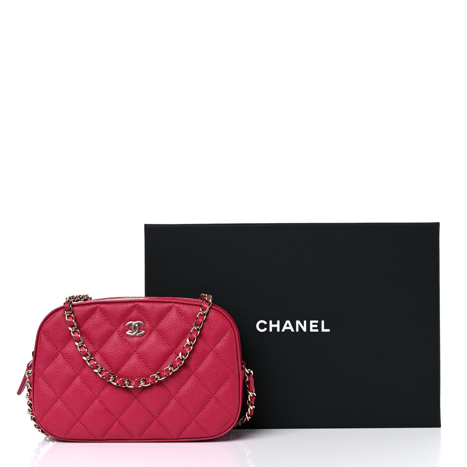 Chanel Caviar Quilted Camera Case Dark Pink 11 of 11