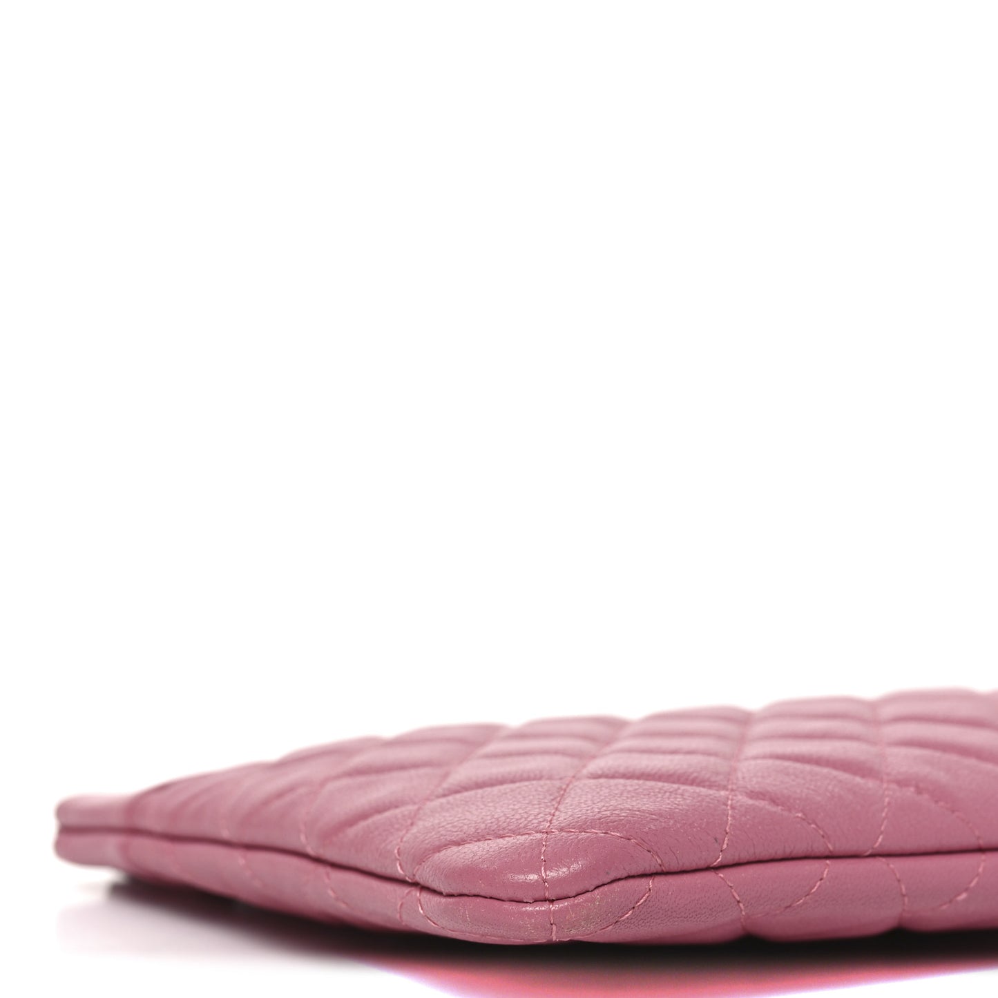 Sheepskin Quilted Mademoiselle Vintage Large Zip Pouch Pink