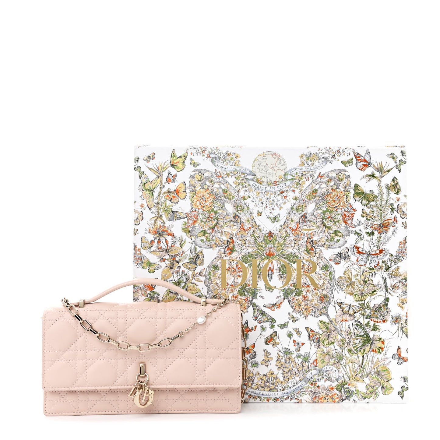 Lambskin Cannage Mini My Dior Top Handle Clutch Rose Poudre