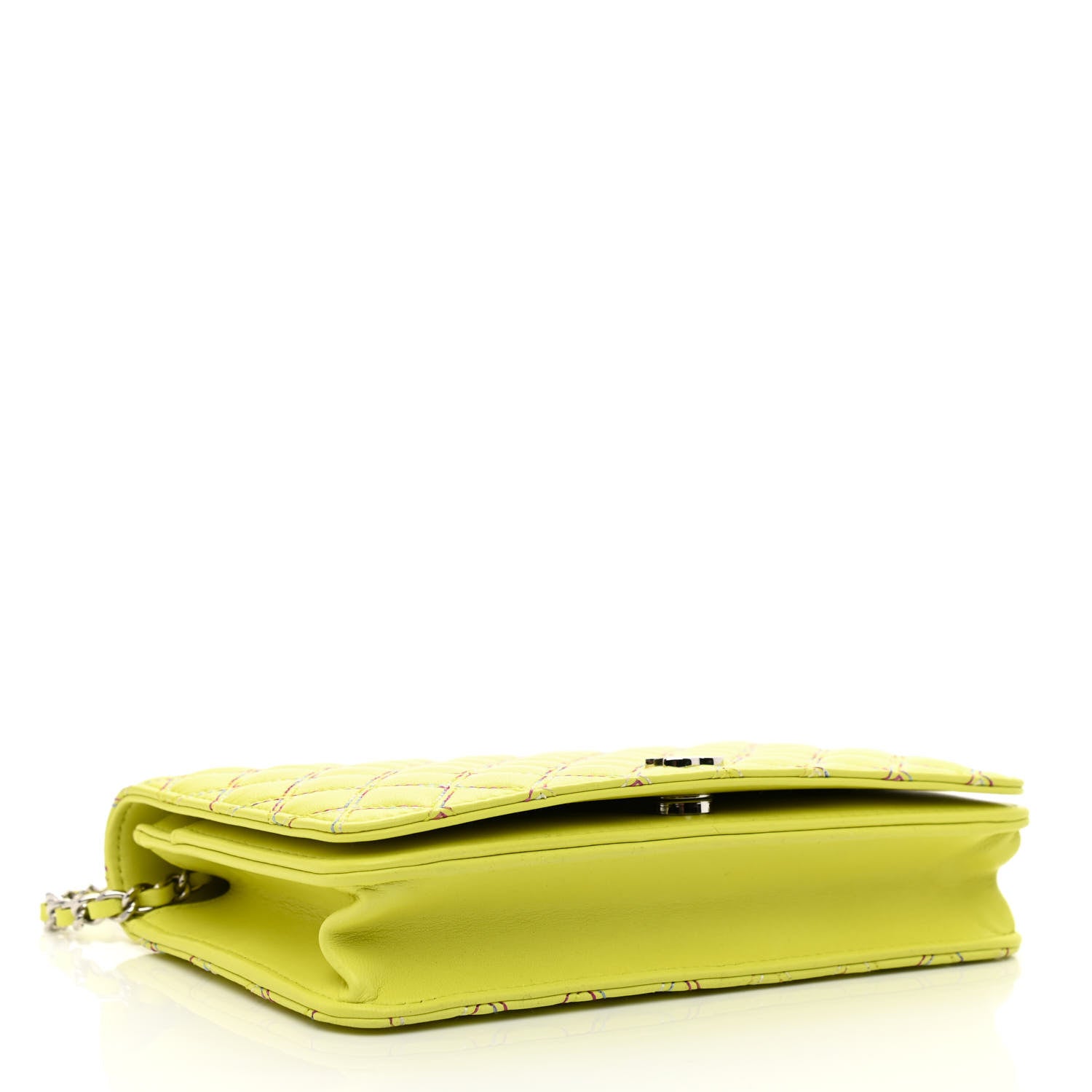 Chanel Lambskin Stitched Pop Stitches Wallet On Chain WOC Yellow 6 of 11