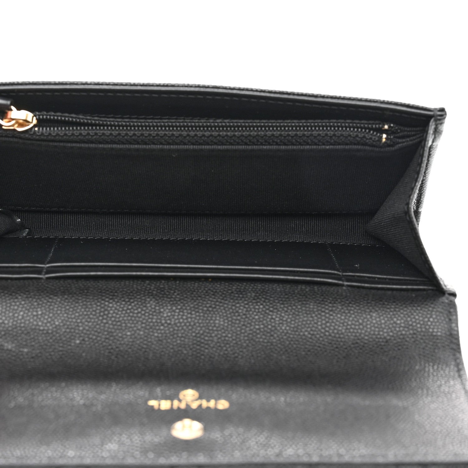 Chanel Caviar Quilted Crystal CC Large Gusset Flap Wallet Black 5 of 10