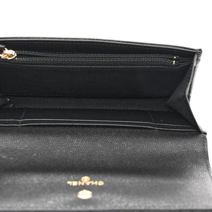 Chanel Caviar Quilted Crystal CC Large Gusset Flap Wallet Black 5 of 10