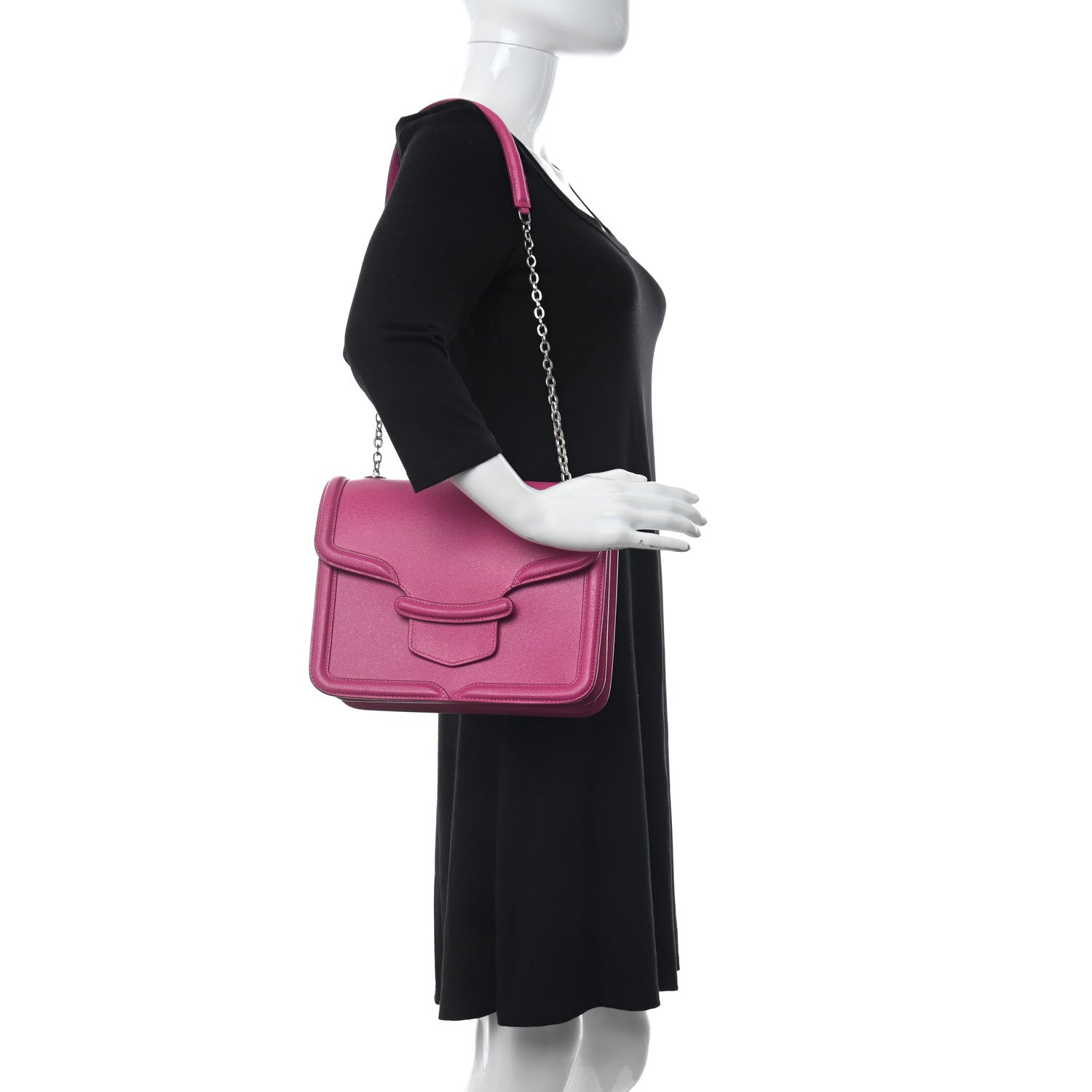 Alexander McQueen Calfskin Heroine Chain Satchel Pink 2 of 12