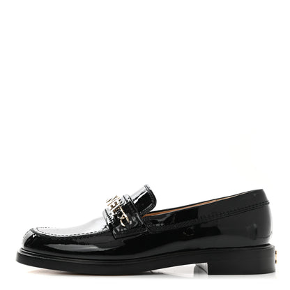 Chanel Shiny Calfskin Logo Loafers 36.5 Black 1 of 9