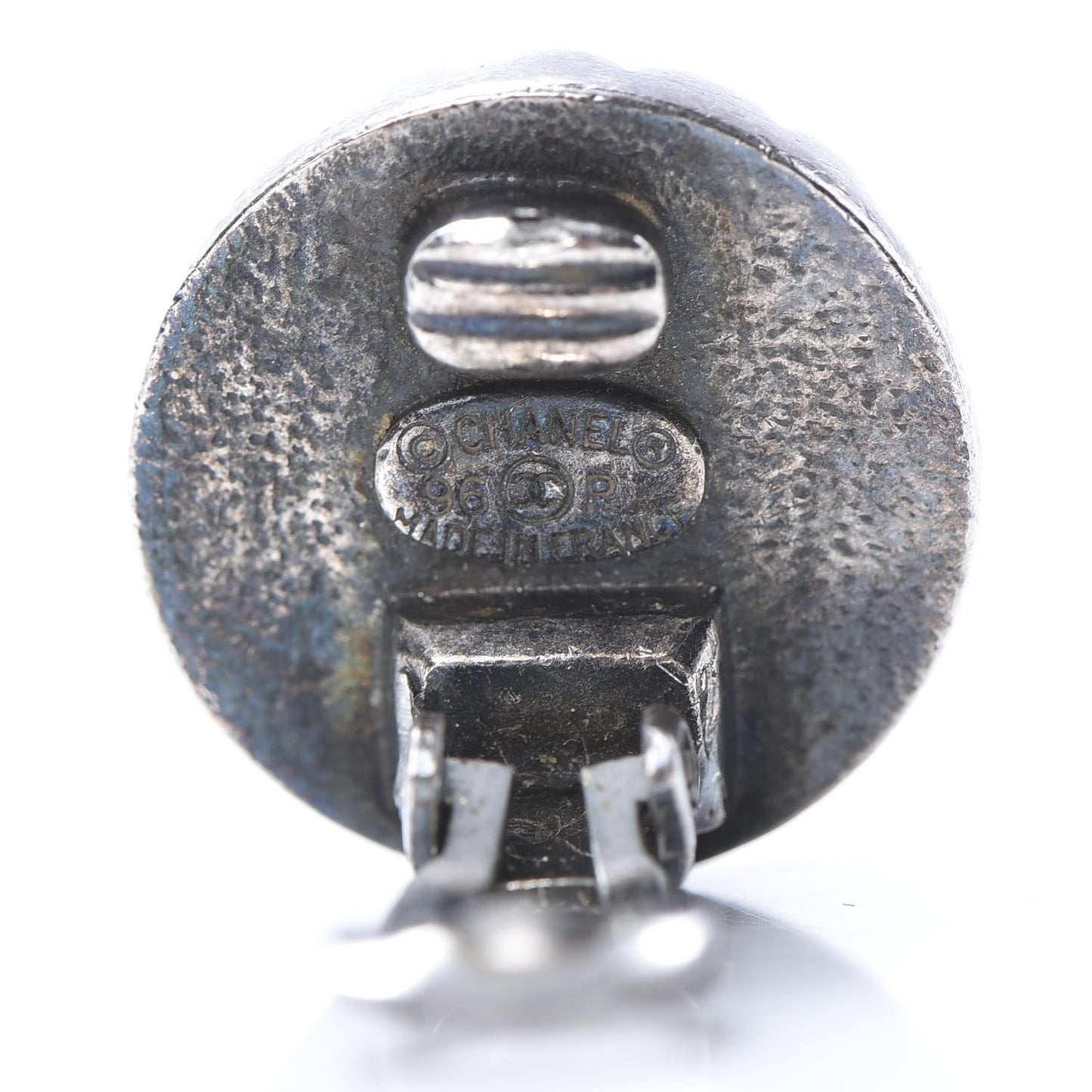 Ruthenium CC Round Clip On Earrings Gold Black