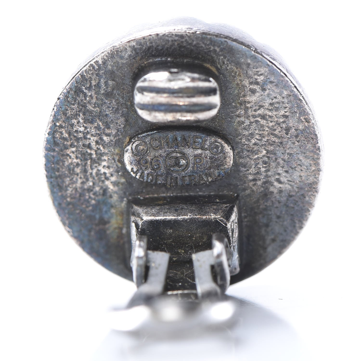 Chanel Ruthenium CC Round Clip On Earrings Gold Black 4 of 4