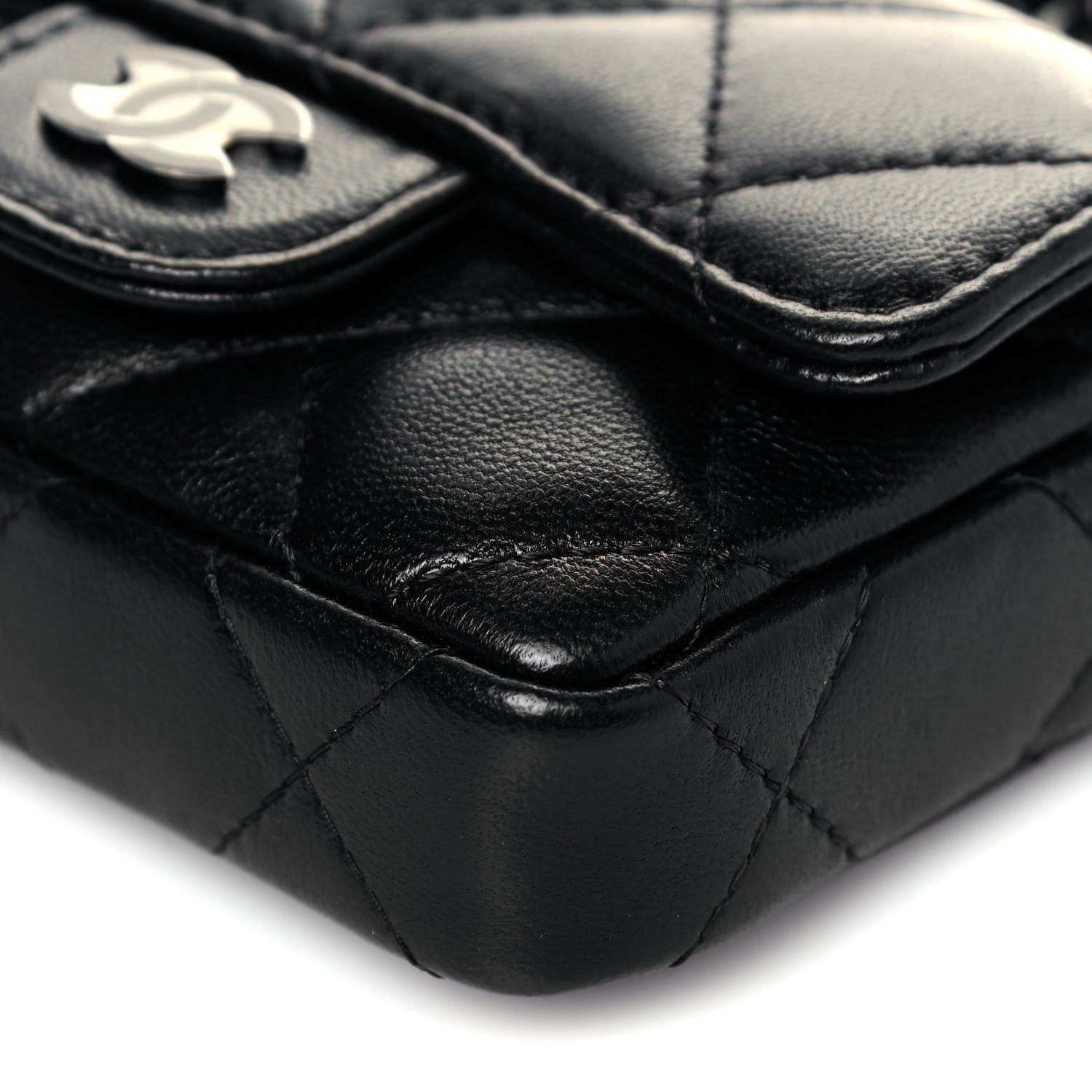 Chanel Lambskin Quilted Mini Chain Belt Bag Black 10 of 13