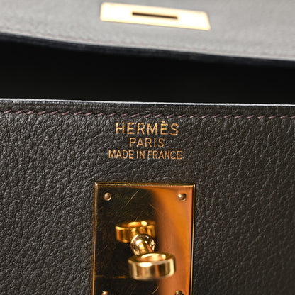 Hermes Vache Liegee Kelly Retourne 35 Vert Bronze 6 of 10