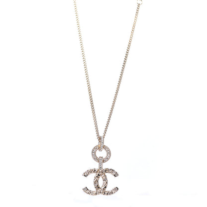Chanel Crystal CC Logo Pendant Necklace Gold 1 of 4