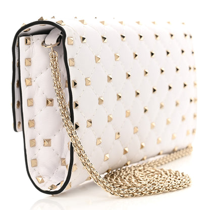 Valentino Garavani Nappa Rockstud Spike Wallet On Chain Optic White 3 of 10