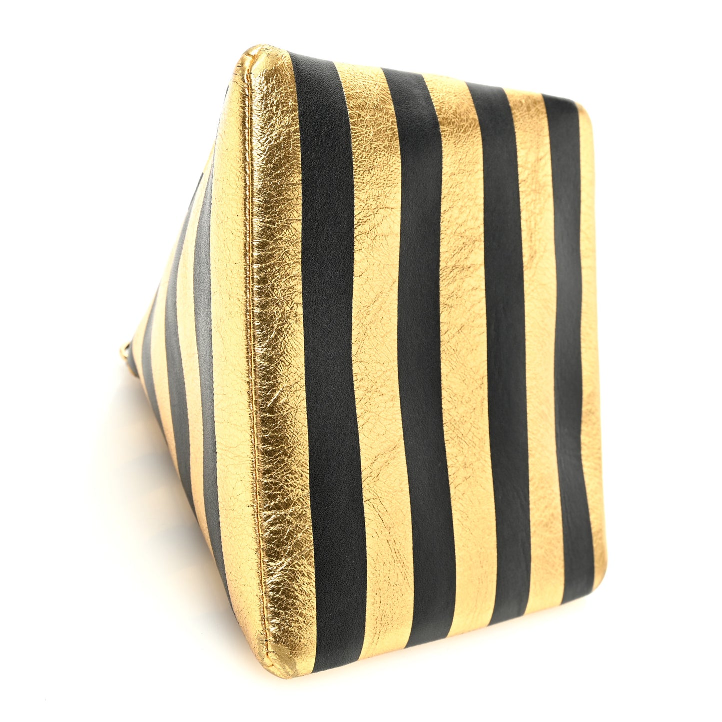 Metallic Lambskin CC Kheops Pyramid Bag Gold Black
