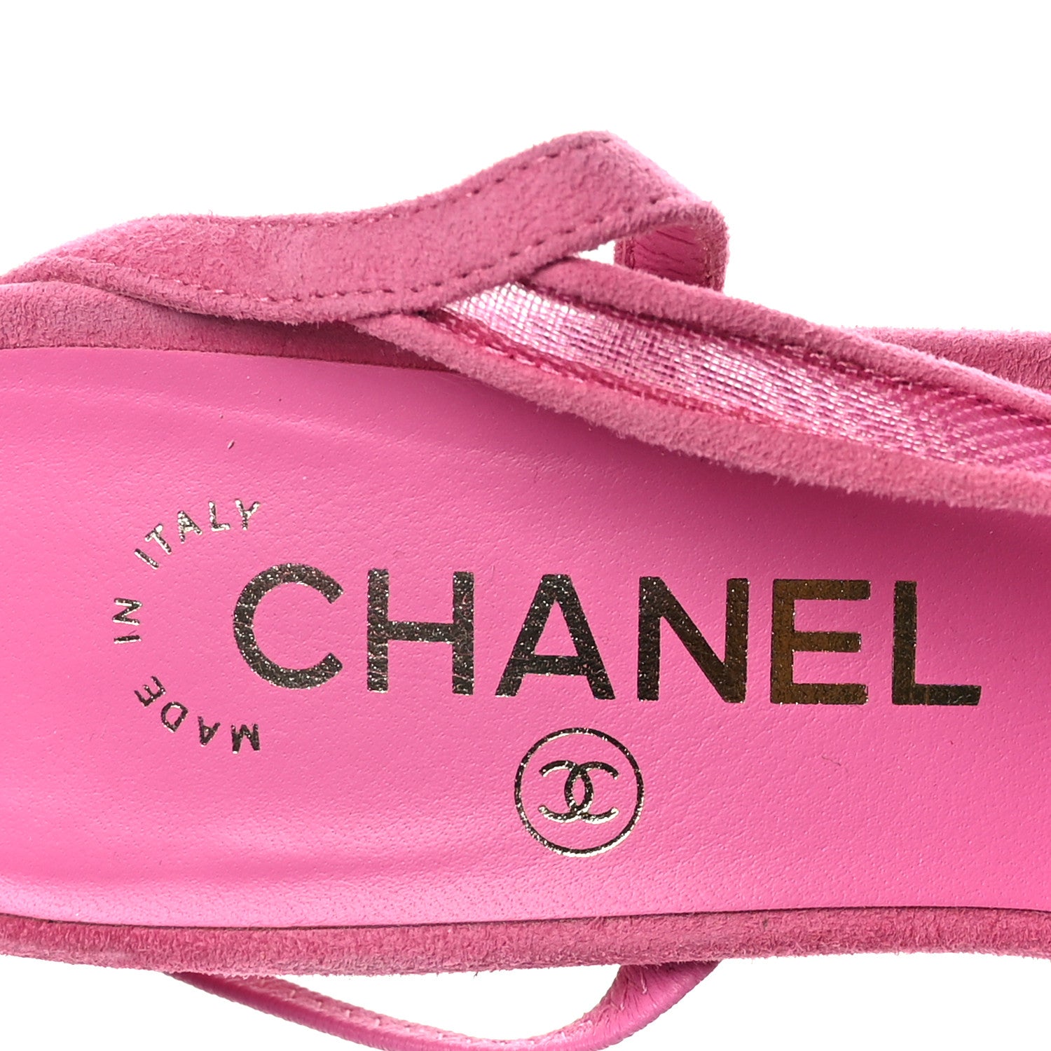 Chanel Mesh Suede Kidskin Cap Toe CC Slingback Pump 37 Pink 7 of 9