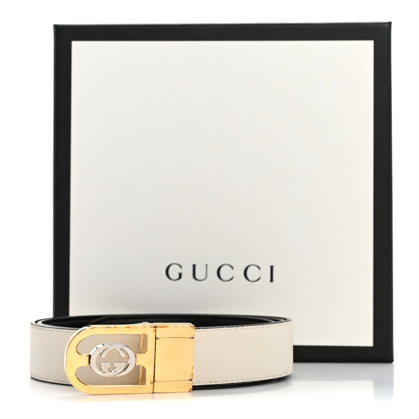 Calfskin Interlocking G Reversible Belt 90 36 Ivory