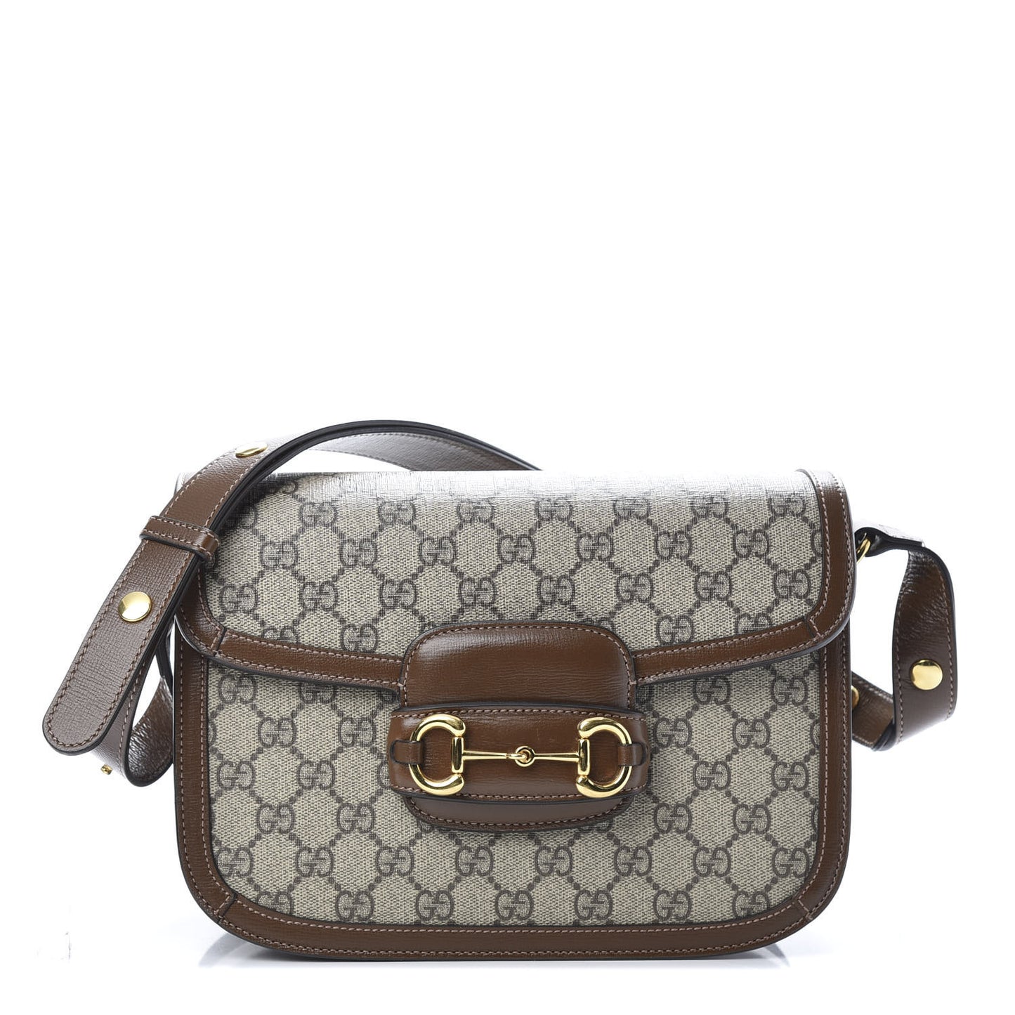 GG Supreme Monogram Horsebit 1955 Shoulder Bag Beige Brown Sugar