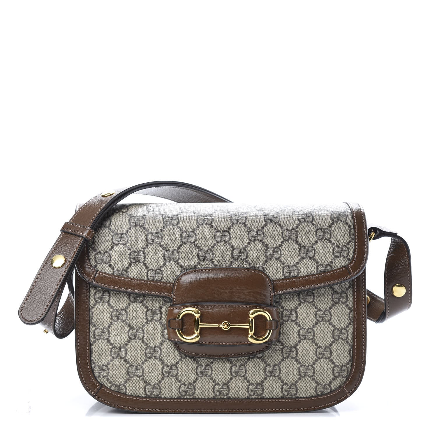 Gucci GG Supreme Monogram Horsebit 1955 Shoulder Bag Beige Brown Sugar 1 of 12