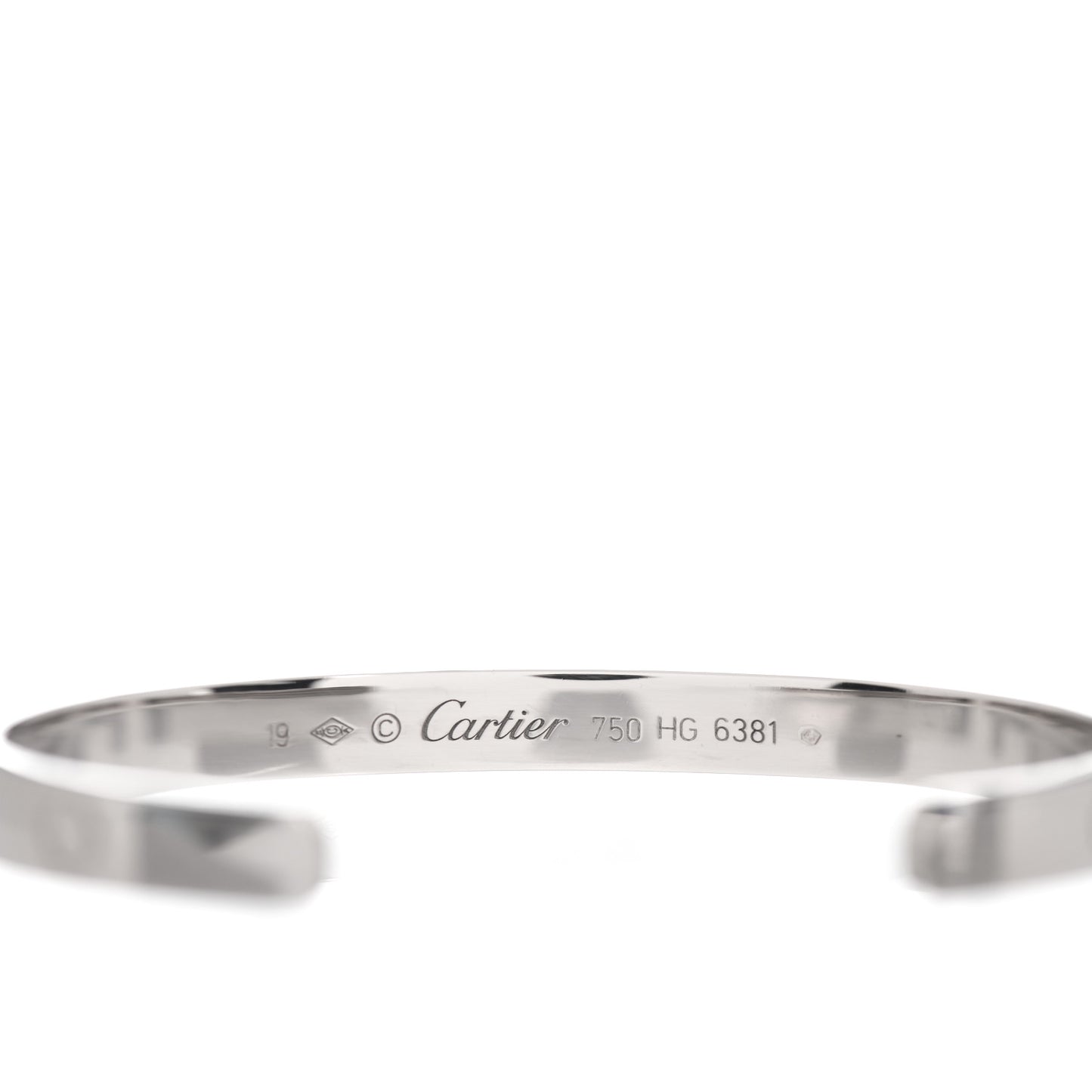 18K White Gold LOVE Cuff Bracelet 19
