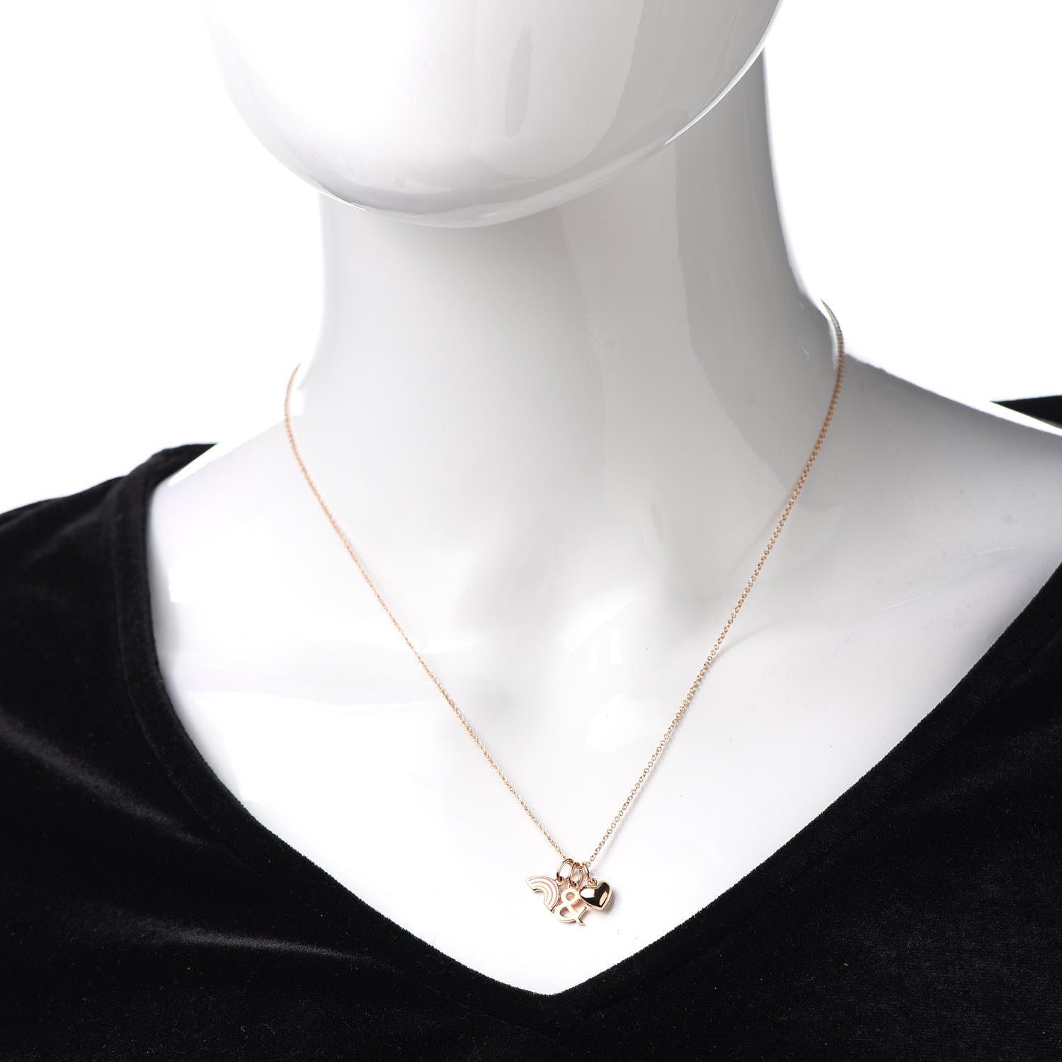 Tiffany 18K Rose Gold Love Rainbow Charm Pendant Necklace 2 of 6