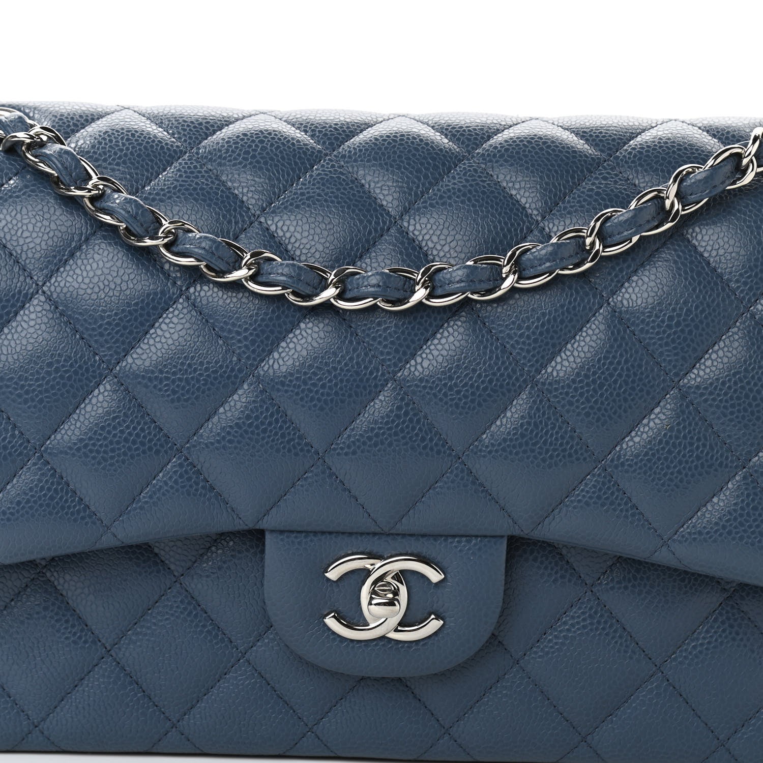 Chanel Caviar Quilted Jumbo Double Flap Navy Blue 7 of 11