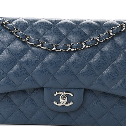 Chanel Caviar Quilted Jumbo Double Flap Navy Blue 7 of 11